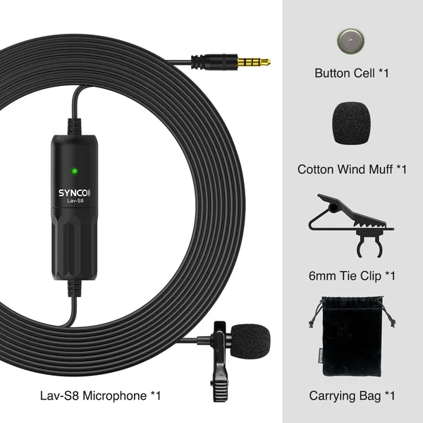 Synco lavalier mikrofon til kamera og mobiltelefon