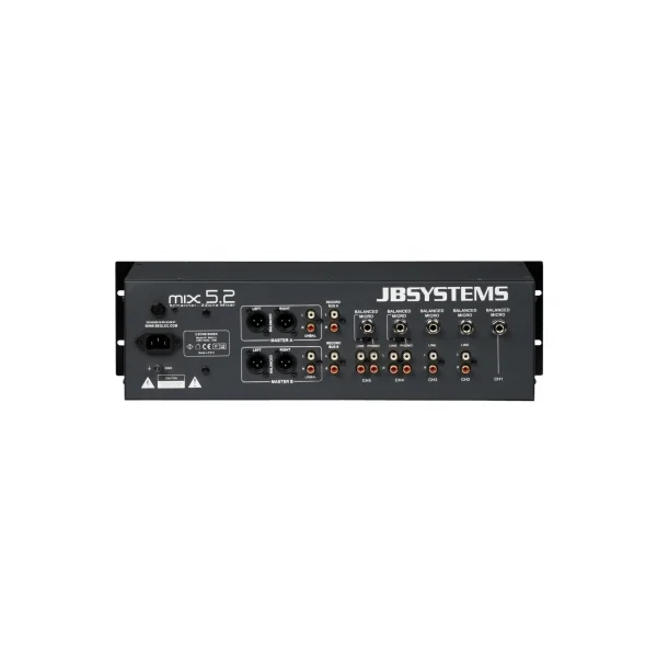 Table de Mixage d'installation JB SYSTEMS MIX 5.2 5 voies 2 zones 4lignes + 5mic 3U