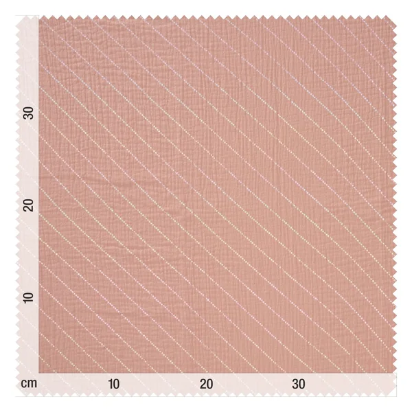 Tissu coton mousseline froissée effet hot foil au mètre « Rayures »