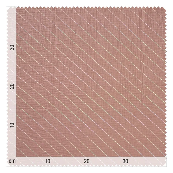Tissu coton mousseline froissée effet hot foil au mètre « Rayures »