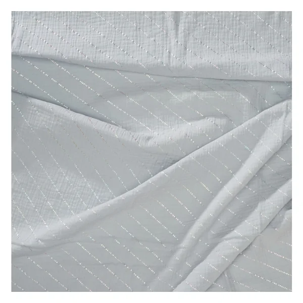 Tissu coton mousseline froissée effet hot foil au mètre « Rayures »