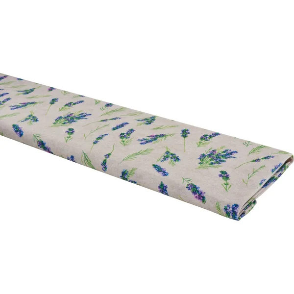 Tissu imprimé aspect lin au mètre « Lavande »