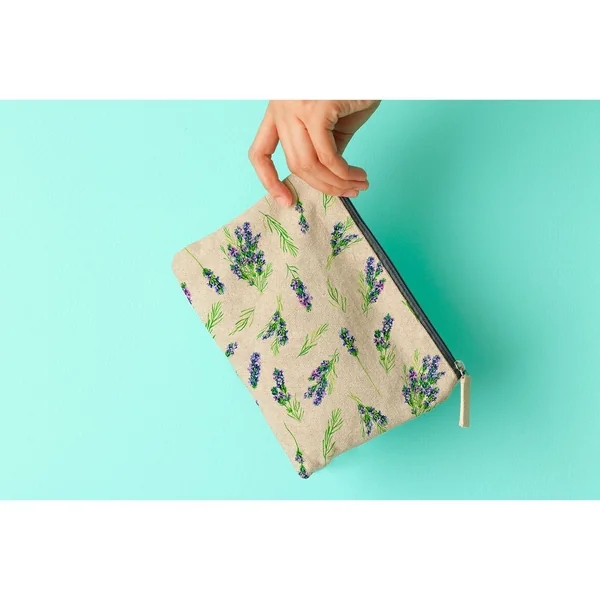 Tissu imprimé aspect lin au mètre « Lavande »