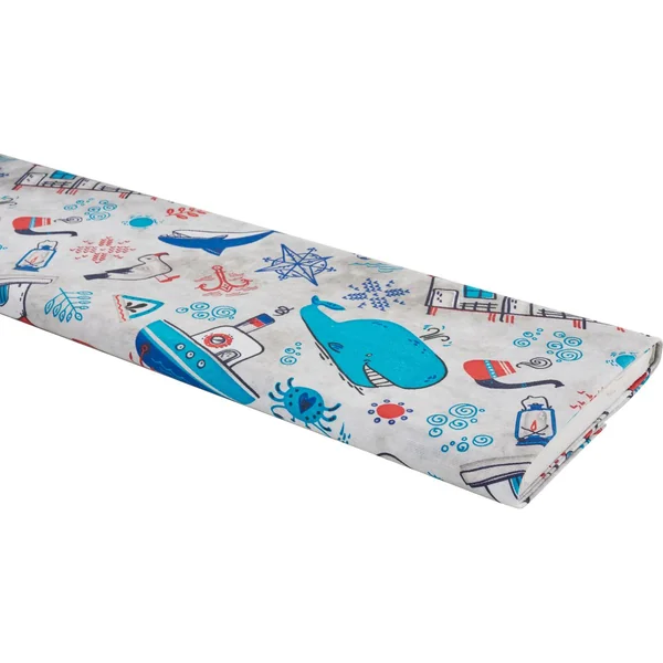Tissu imprimé aspect lin au mètre « Maritim »