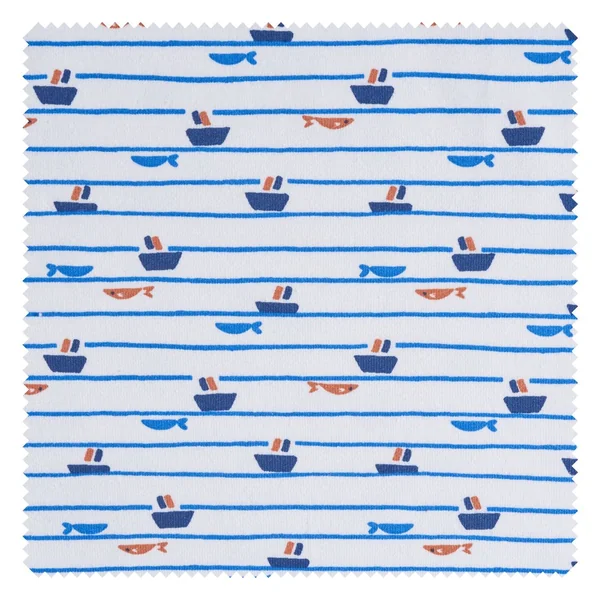 Tissu jersey au mètre « Bateaux et poissons »