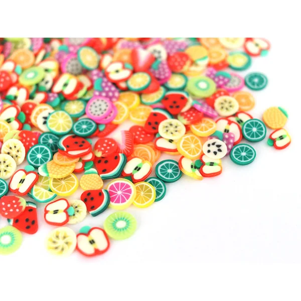 Tranches de canes en pâte polymère - fruits variés - 10 grammes