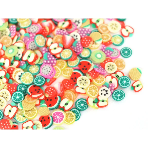 Tranches de canes en pâte polymère - fruits variés - 10 grammes