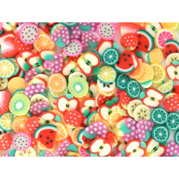 Tranches de canes en pâte polymère - fruits variés - 10 grammes