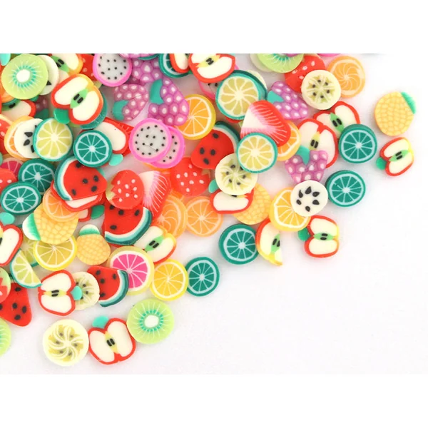 Tranches de canes en pâte polymère - fruits variés - 10 grammes