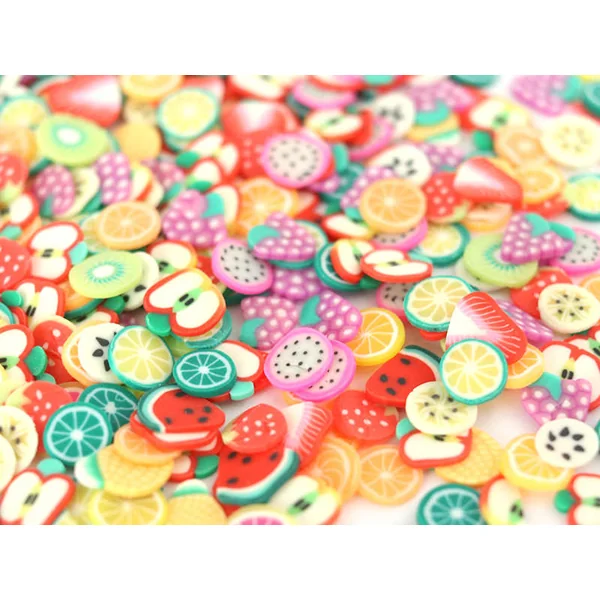 Tranches de canes en pâte polymère - fruits variés - 10 grammes