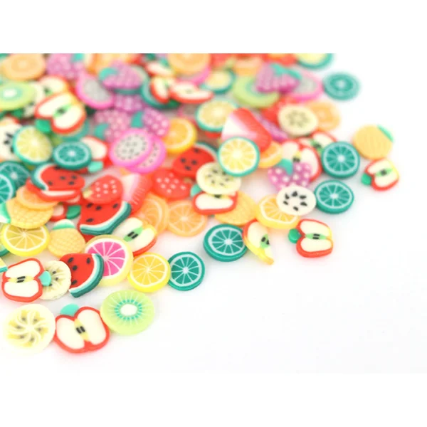 Tranches de canes en pâte polymère - fruits variés - 10 grammes