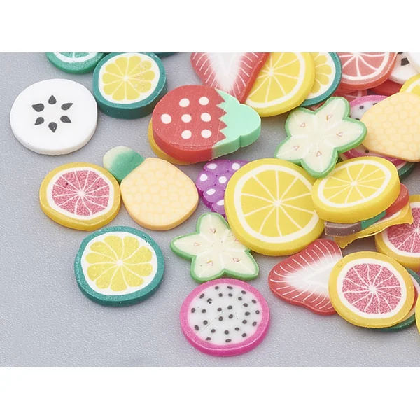 Tranches de canes en pâte polymère - fruits variés - 10 grammes