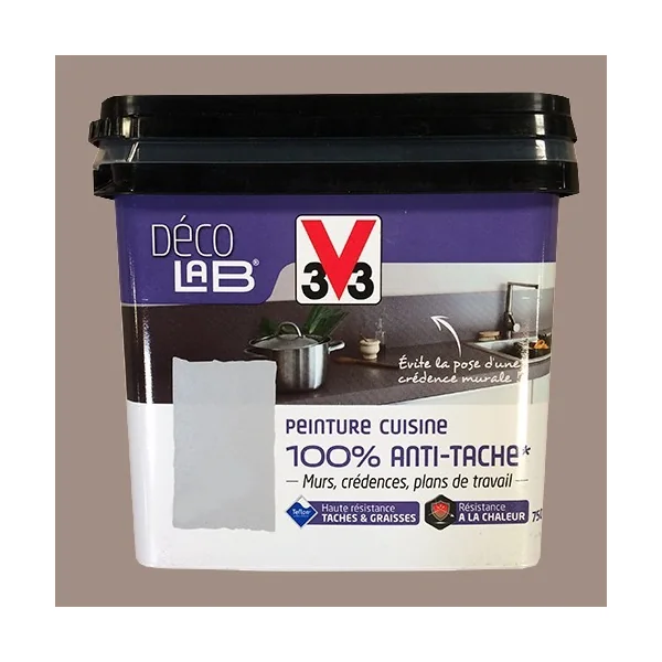 V33 Déco LAB Peinture Cuisine 100% Anti-Tâche Humus