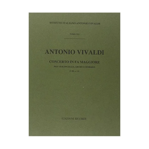 Vivaldi A. Concerto FA Majeur F.iii N°11 Violoncelle et Cordes Conducteur