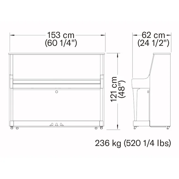YAMAHA B30 PIANO DROIT 121 CM