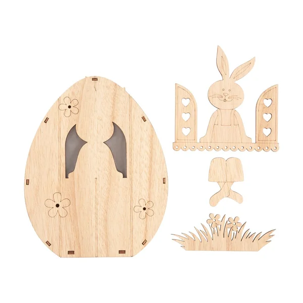 Œuf en bois à éclairage LED VBS « Lapin à la fenêtre »